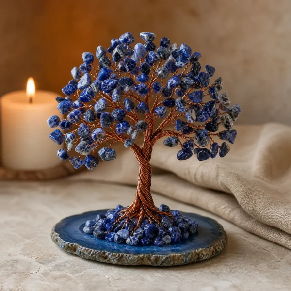 Groot edelsteenboompje sodaliet op agaat